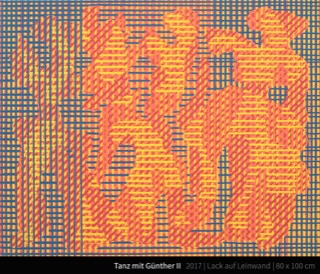 Tanz mit Günther II - Günther Hornig 1937-2016 war ein deutscher Maler, Grafiker, Objektkünstler und Hochschullehrer. Als Solitär künstlerisch stets seinen eigenen Weg gehend, gehört er in Ostdeutschland zu den wichtigsten abstrakt arbeitenden Künstlern, dessen gesamtdeutsche Entdeckung gerade erst beginnt.
